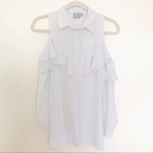 ASOS Cold Shoulder Ruffle Blouse Ivory Size 2